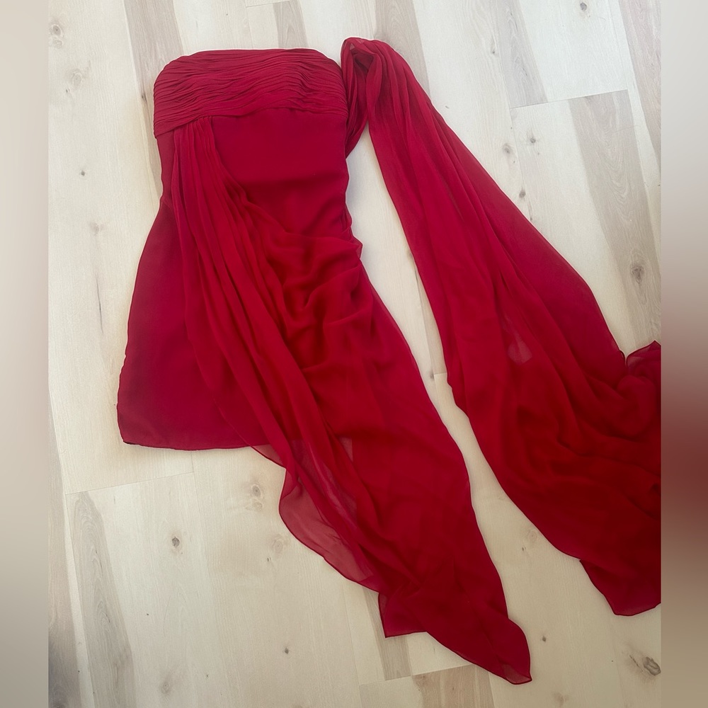 Marchesa notte red dress silk